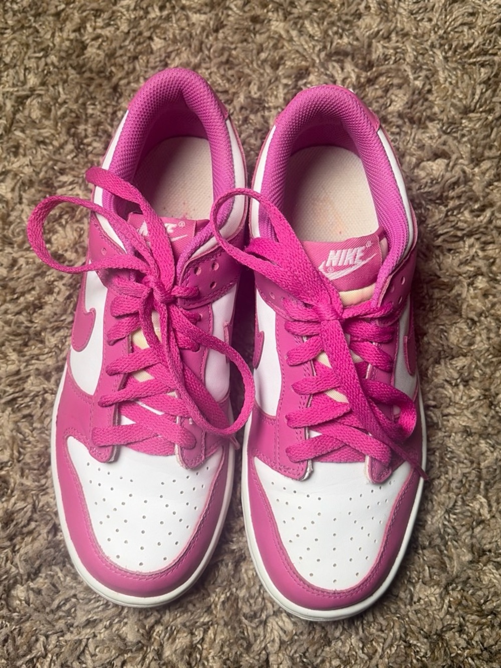 Nike Dunk Low GS F J0704-100 Pink White Sneakers Size 6Y Women’s 7.5